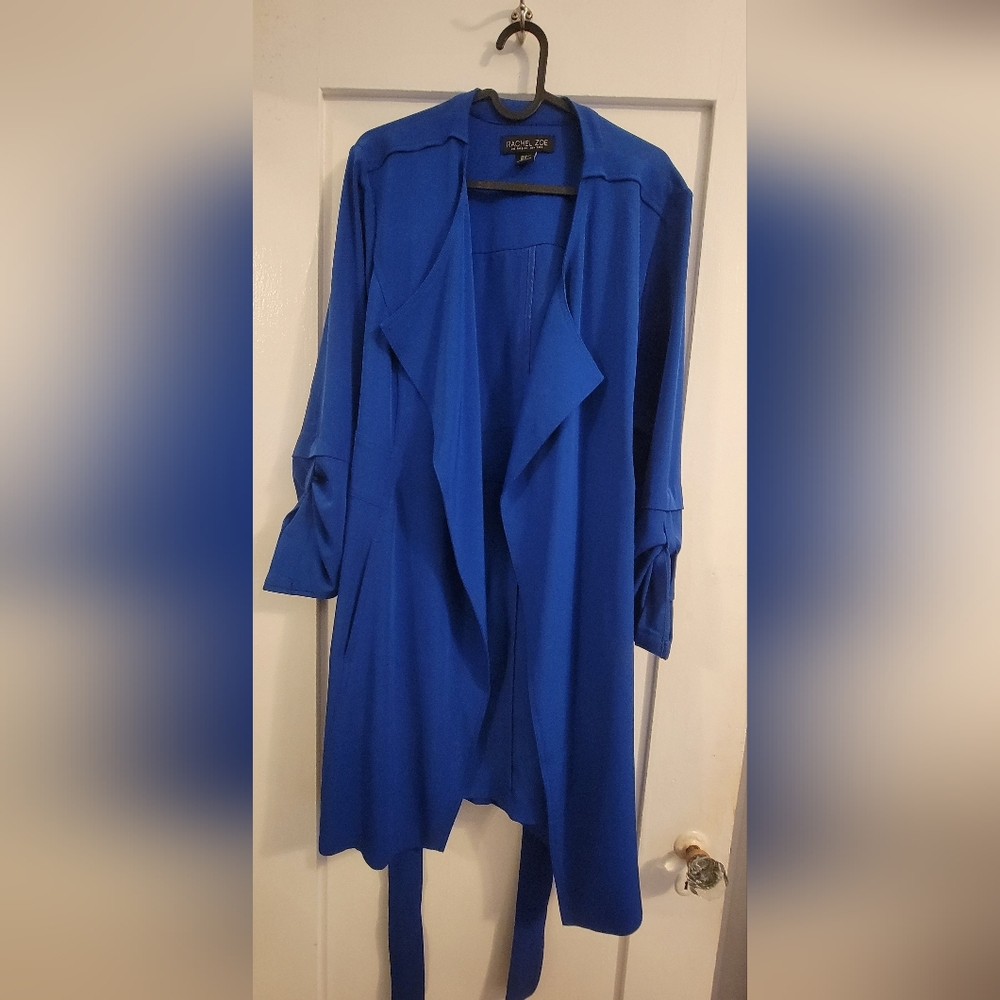 Rachel Zoe blue kobalt trench coat rap size XL